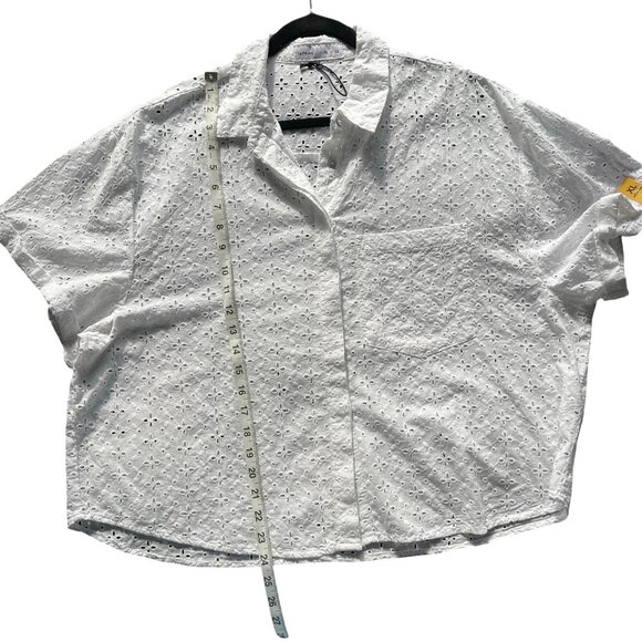 White Cropped Button down Blouse Size XL from Lefties Spain - Picture 5 of 8